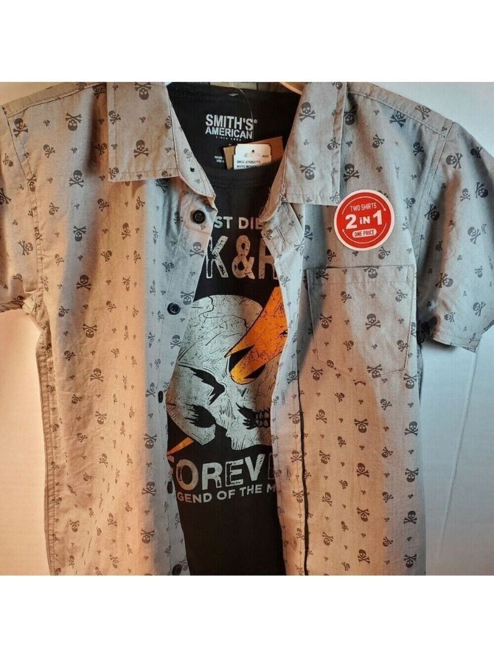 Smith American button up skull shirt w/ t-shirt Kids
